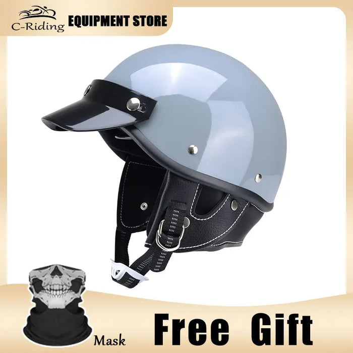 Retro Motorcycle Half Helmet Man Women Casco Moto Motocross Safety Cap Four Seasons Japanese Electric Motorbike Open Face Helmet