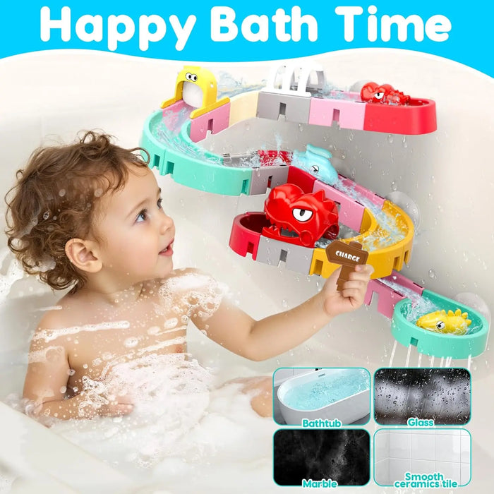 Bath Toys for Kids DIY Building Water Slide Tracks BaBy Bath Toys Spray Water Toys for Kids Outside Pool Bathtub Toys for Kids