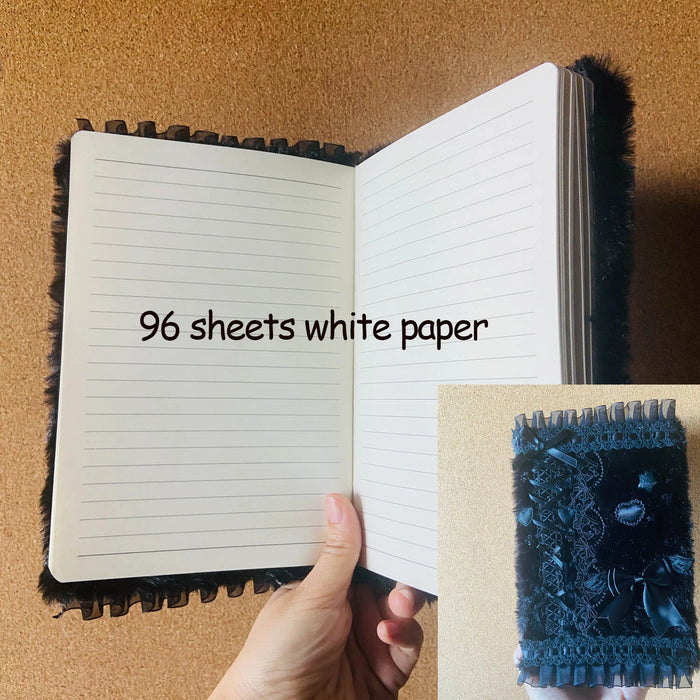 Black  Journal A5 Notebook Handmade Black Lace Diarys Journal Girl Gift Unique Cool Notebook 96 Sheets School Stationery