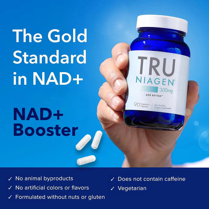 TRU NIAGEN Patented NAD Supplement for Anti Aging and Cell Regeneration, 300 mg Niagen, 90 Servings | Supports Cellular Energy