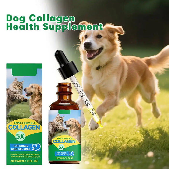 Dog Collagen Health Drops - Gentle Formula Joint Care Hair Care Support Skin and Hair Health Pet Nutritional Supplement