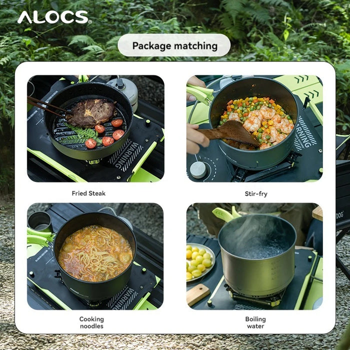 ALOCS Camping Cookware Set, Outdoor Stove, Kettle,Frying pan, Picnic Equipment, Complete Set of Cookware