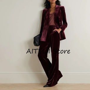 Ladies Suits Women's Velvet Two-piece Suit Casual Sets Set Woman 2 Pieces Chic and Elegant Woman Terno Great Costumes Pants Lady