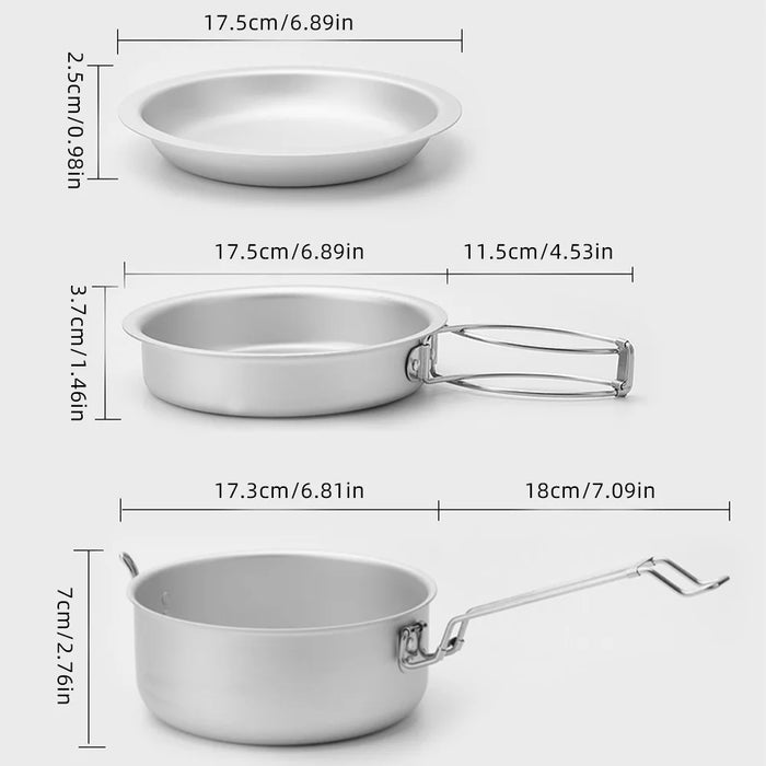 Outdoor Camping Tableware Cookware Set in High-Hardness Oxidized Aluminum Camping Pots and Pans Compact for Cooking Camp Pots