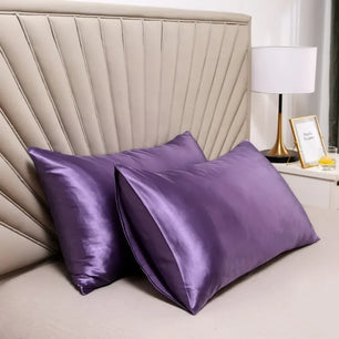 2 pcs Luxurious  Faux Silk Pillowcase Comfortably Soft and Hypoallergenic Satin Pillow Cover Silky Smooth For Good Night's Sleep