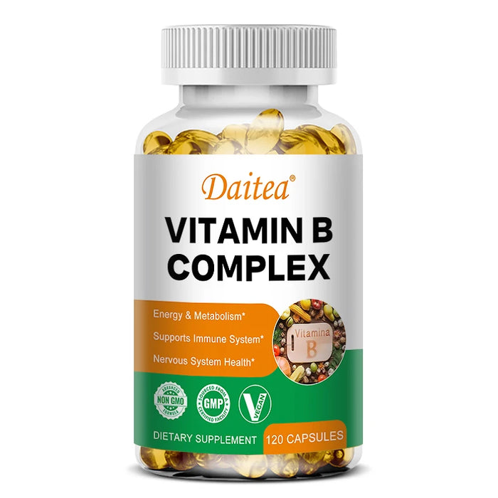 Daitea Compound VitaminB Capsules VB B1 B2 B3 B5 B6 B7 B9 B12 Better Mood Assists Nervous System &Energy Support Supplement
