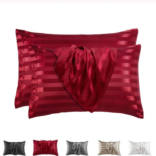 Imitation Silk Pillow case satin Stripe pillowcases cases Covers for bed pillows 2 pieces High-quality Jacquard Envelope Closure
