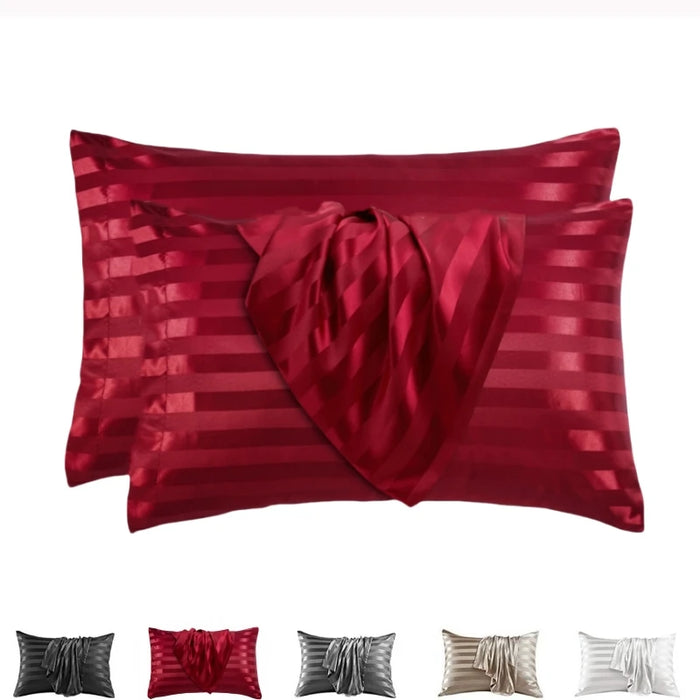 Imitation Silk Pillow case satin Stripe pillowcases cases Covers for bed pillows 2 pieces High-quality Jacquard Envelope Closure