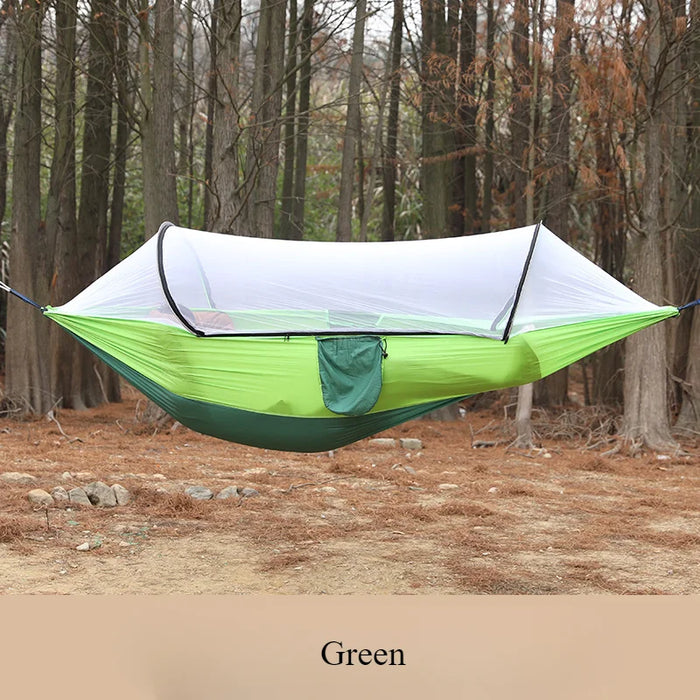 Outdoor Camping Hammock With Mosquito Net Lightweight Hanging Hammocks High Strength Parachute Fabric Hanging Bed Net Quick Open