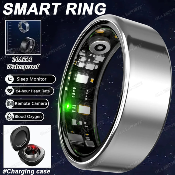 2025 New Smart Ring Blood Oxygen Heart Rate Sleep Monitor Sports GPS Tracking Remote Care 10ATM Waterproof Men Women Smartring