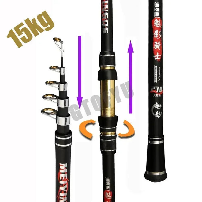 Telescopic Portable High-Quality Fishing Rod 2.1M,2.4M,2.7M,3.6M,3.9M,4.5M Travel Sea Boat Rock Fishing Rod Carp Fishing Gear