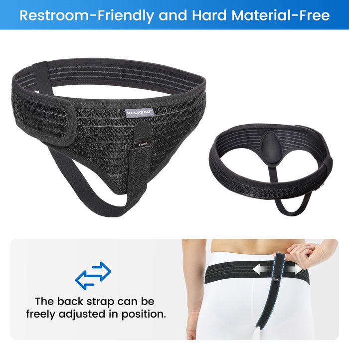 VELPEAU Hernia Belt for Left/Right Side Single Inguinal and Pain Relief, Adjustable Groin Hernia Recovery Strap for Men & Women