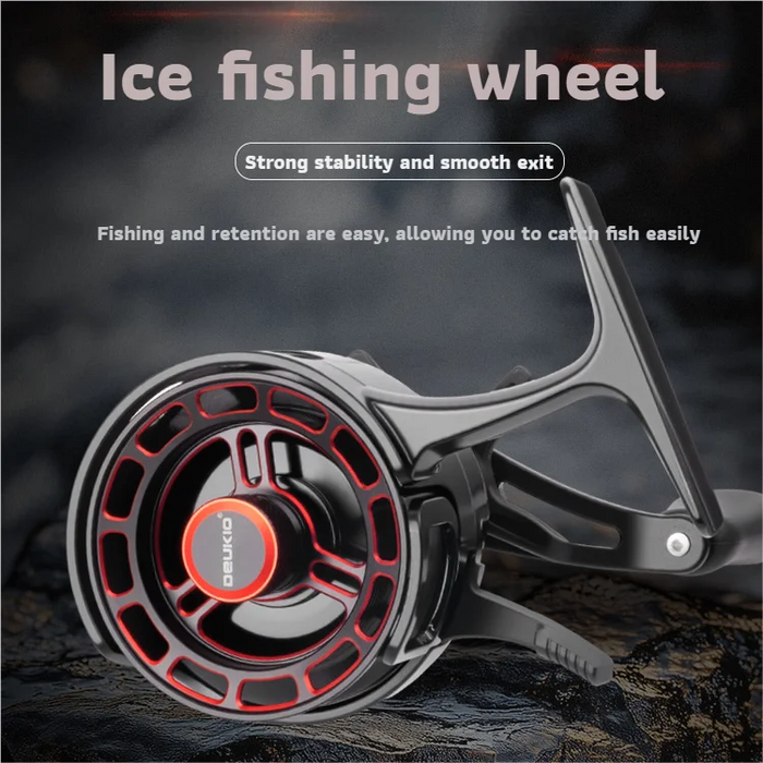 High-Foot Ice Fishing Reel 3.2:1 Gear Ratio 3+1BB Bearings Magnetic Brake For Raft Bridge Sea Fishing Black Red/Gold Left Hand