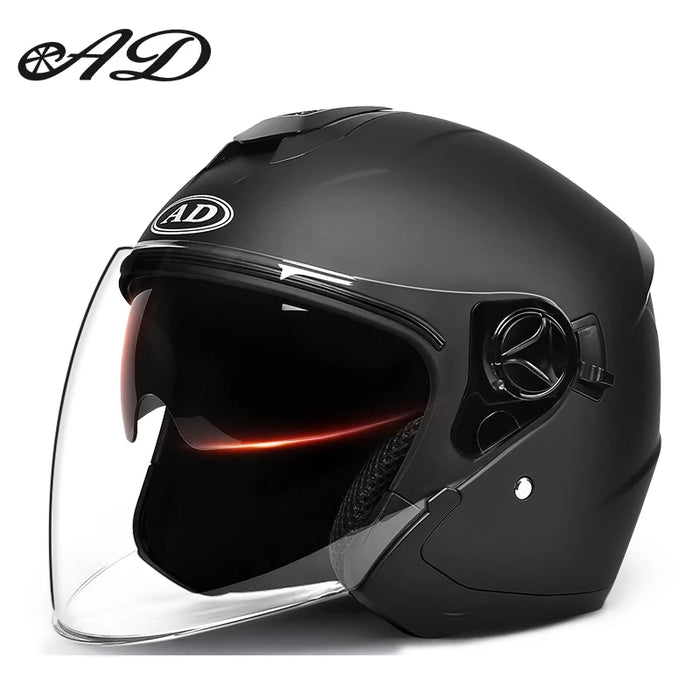 AD Motorcycles Half Helmets Summer Moto Motocross Men and Women Double Lens Electric Vehicles free size Helmets