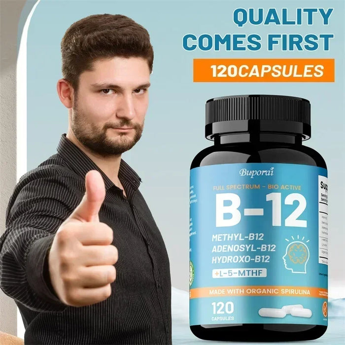 Vitamin B12 - Promotes Brain Health, Boosts Cellular Energy, Improves Mood, Maintains Mental Clarity, and Increases Energy