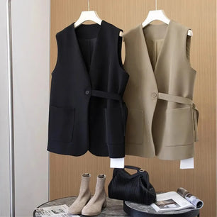 Ladies Vest Coat 2025 Spring Autumn Sleeveless Comfortable Fashion Women's Suit Vest Versatile Loose Casual Lady Waistcoat