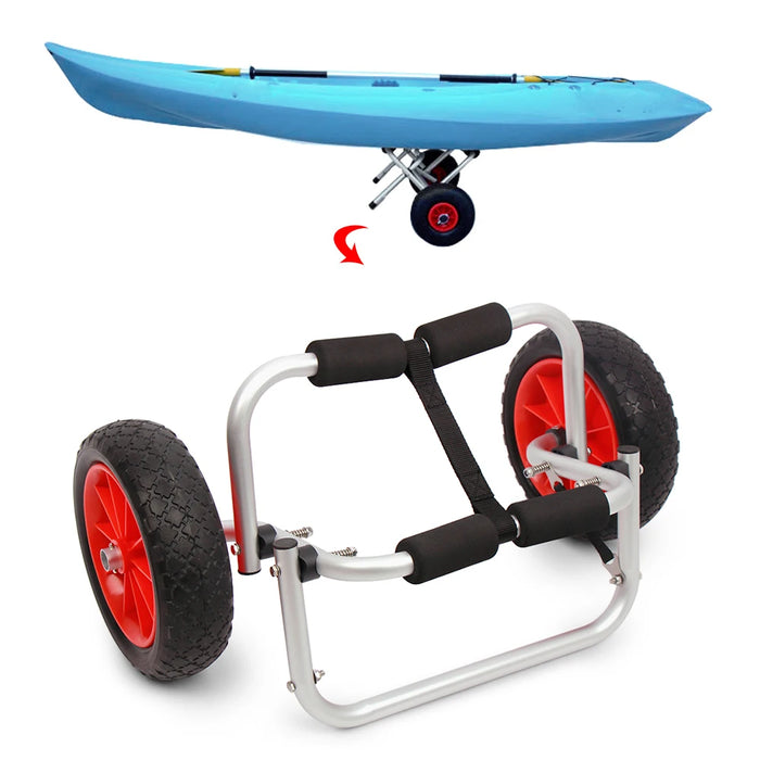 80KG Loading Capacity Foldable Kayak Trolley Energy-saving Two-wheeled Carrier Cart for Kayak Canoe Boat