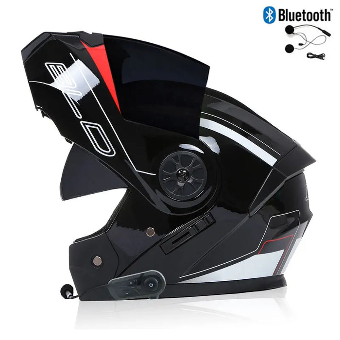 Bluetooth Men's Motorcycle Helmets Full Face Casco for Motorcycles Man Motocross Kask Flip up Casque De Moto  DOT Certified BLD