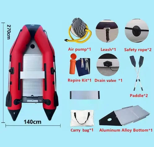 2.7M 4 Person PVC Inflatable Assault Boat Speed Kayak Raft Thickened Wear-resistant Fishing Canoe Aluminum Floor