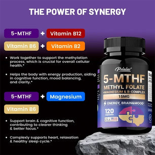 5-MTHF Methylfolate Supplement - Enhances Memory, Focus and Clarity, Boosts Cognitive Function, Energy, Brain and Mood Support S