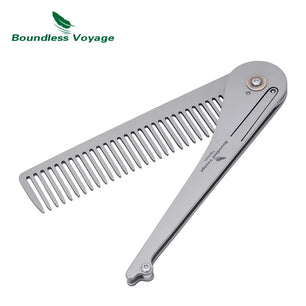 Boundless Voyage Titanium Foldable Comb Outdoor Camping Hair Bangs Beard Comb Personal Care Tool
