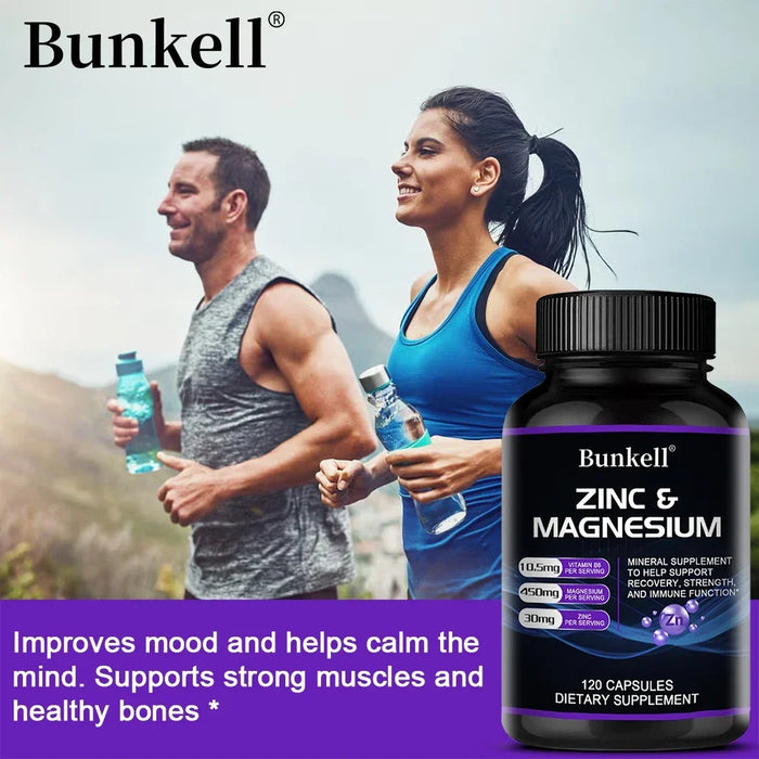 Zinc + Magnesium Supplement, Strong Bones, Teeth, Heart, Nerves, Enhance Immunity, Support Bone Density and Muscle Health