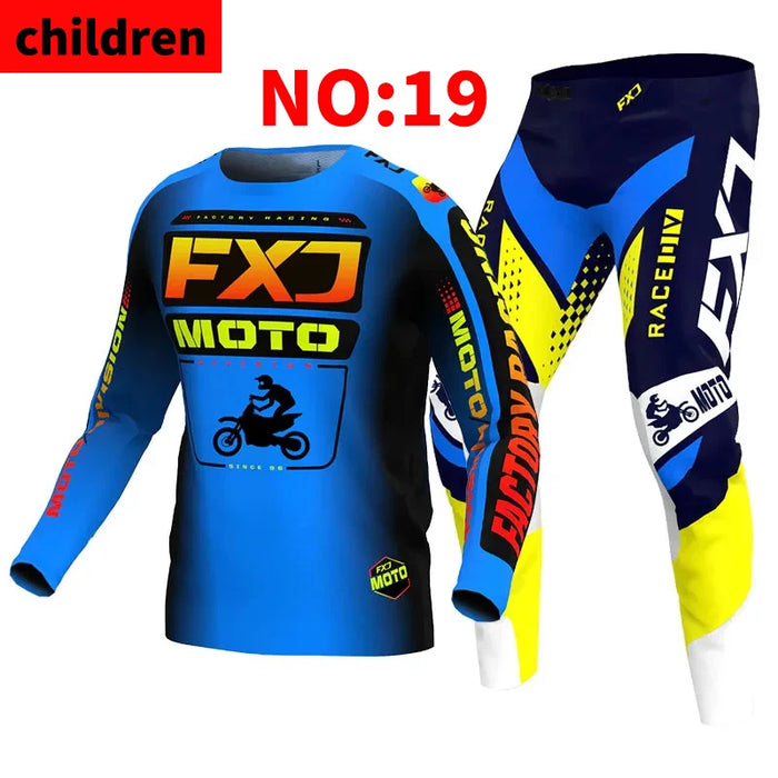 SIZE 20 22 24 26 28 motocross jersey and pants kids FXJ enduro gear set MX Gear Set children Youth MTB DH UTV Racing Sui