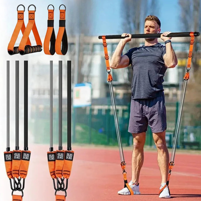 Pilates Bar Kit W/ Resistance Bands Pilates Workout Equipment Portable Yoga Stick for Hip Back Arm Full-Body Workouts Equipment