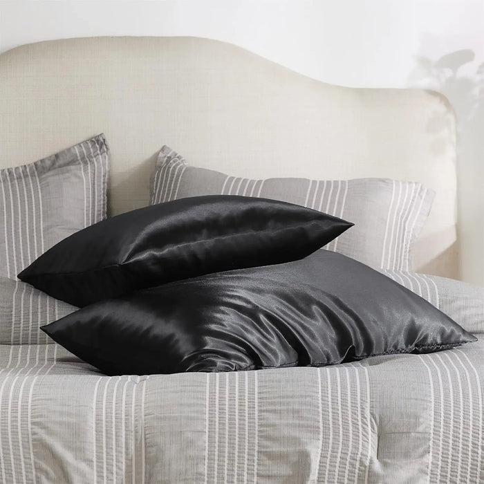 2PCS Satin Pillowcase Gifts Luxurious and Silky Throw Pillows with Envelope Closure 20x36 Inches Pillow Cover for Hair and Skin
