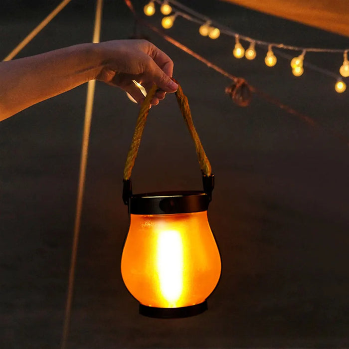 Outdoor Camping Light,Portable Solar Hanging Flame Lantern Solar-Powered Auto On/Off,For Camping Tent Garden Patios Lighting