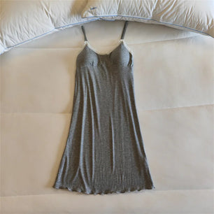 Ladies Summer Nightdress Sexy V-neck Lace Camisole Nightgown Chest Pad Home Wear Sling Dress Modal Comfort Night Shirt Women