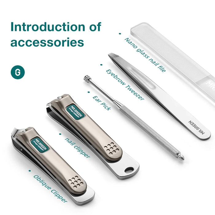 MR.GREEN Fashionable Manicure Sets Personal Care Tools Stainless Steel Travel Kits Nail Clippers Eyebrow Tweezer