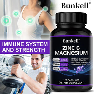 Zinc + Magnesium Supplement, Strong Bones, Teeth, Heart, Nerves, Enhance Immunity, Support Bone Density and Muscle Health