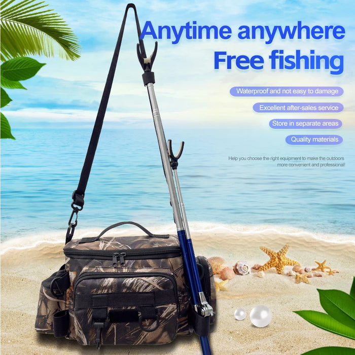 Fishing Tackle Backpack Lure Box Gear Storage Bag Fanny Pack for Men Fly Fishing Backpack with Rod Holder Sling Shoulder Bag