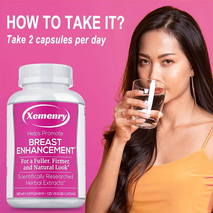 Breast Enhancement Capsules - Supports Balanced Estrogen Metabolism, Enlarges Breasts, Improves Skin, Regulates Mood, Non-GMO Ve