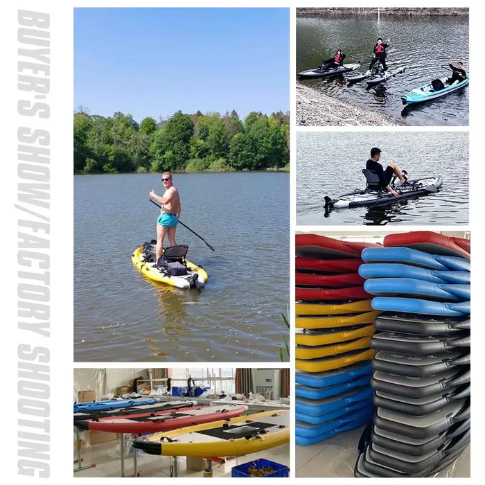 Inflatable Fishing Pedal Kayak Pontoon Boat with Pedal Drive System for Water Sports