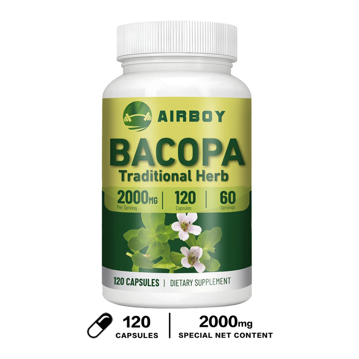 Bacopa Monnieri Extract - Boosts Brain Health, Helps Clear Thinking and Improves Memory,  Enhances Energy and Stamina