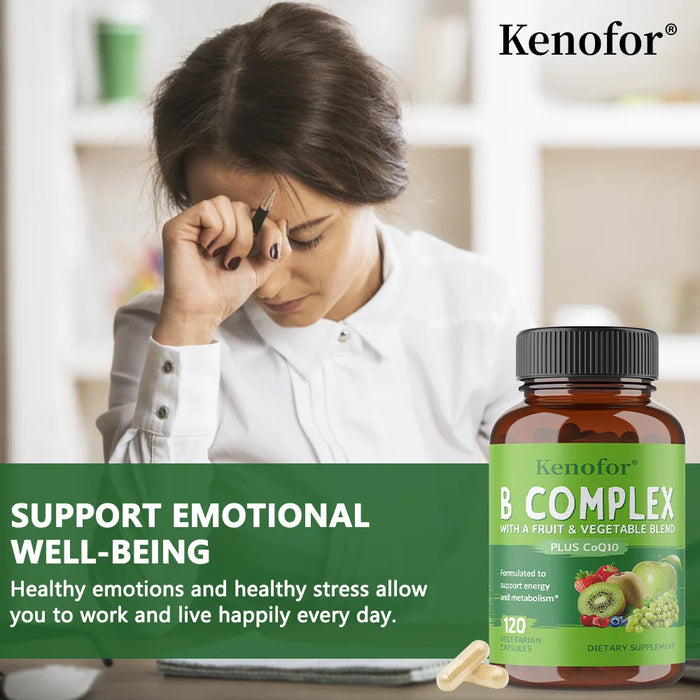 B Vitamins Supplement, with Vitamins B1,B2,B3,B5,B6,B12 and Folic Acid,Metabolic Support,Skin Health,Enhance Memory,Improve Mood