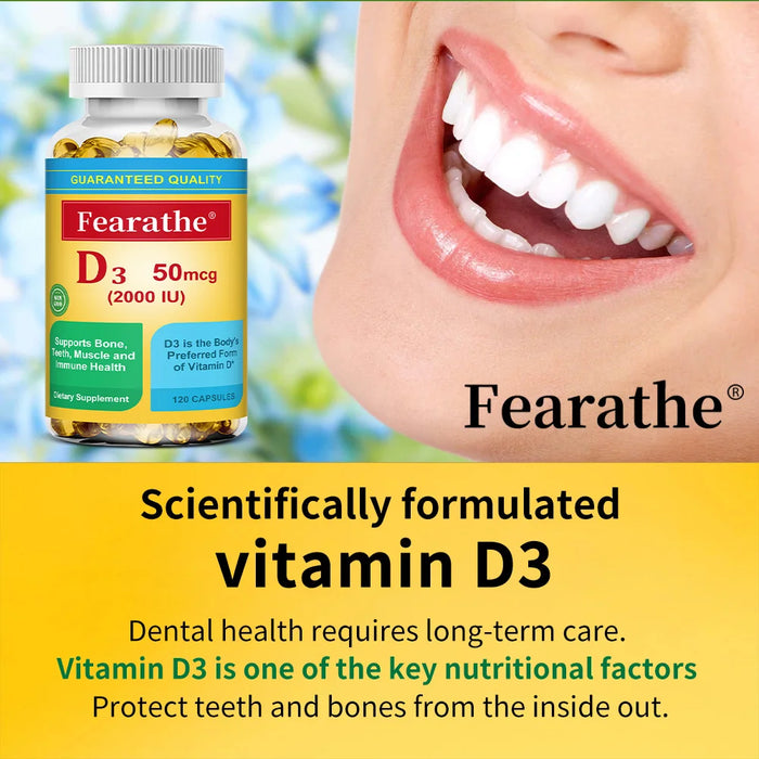 Vitamin D3 2000 IU (50 mcg) Capsules, Extra Strength Vitamin D Supplement for Bone and Immune Health Support,Dietary Supplement