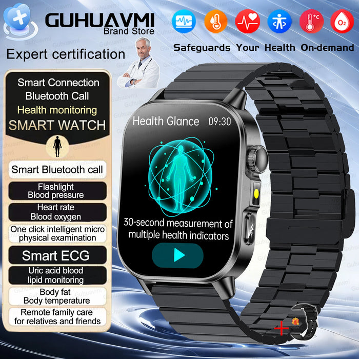 2026 New ECG + PPG Smart Healthy Diagnosis Surveillance Women Body Analysis Blood Pressure Lipid Uric Acid Health SmartWatch Men