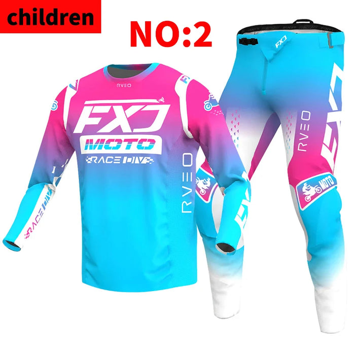 SIZE 20 22 24 26 28 motocross jersey and pants kids FXJ enduro gear set MX Gear Set children Youth MTB DH UTV Racing Sui