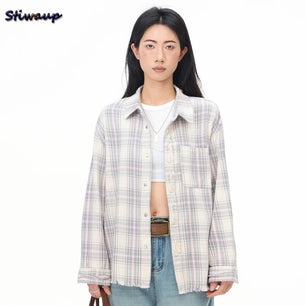 Fashion Women's Blouses Trend 2025 Stylish Women's Plaid Shirts Women's Luxury Tops Mark Cotton Long Sleeve Blouses for Women