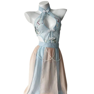 Ladies' Sexy Lingerie Seductive Lingerie Pure Desire Perspective Ancient Costume Retro Hanfu Qipao No Take Off Set