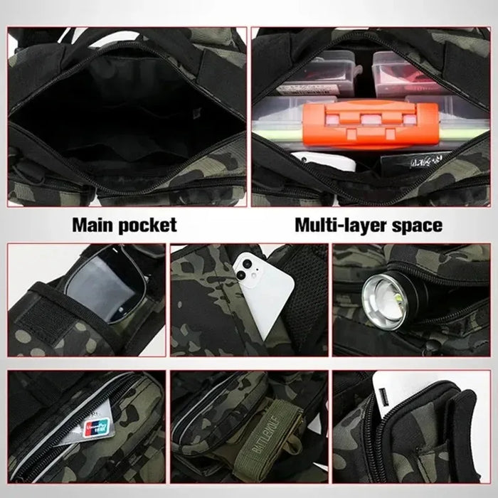 Fishing Gear Backpack、Fishing Bait Box、Equipment Storage Bag、Men's Fly Fishing Backpack、Shoulder Bag with Rod Holder and Strap