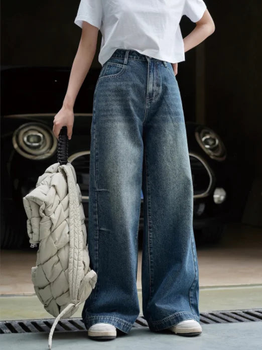Women's High Waist Wide Leg Jeans Spring Summer Casual Loose Fit Solid Color