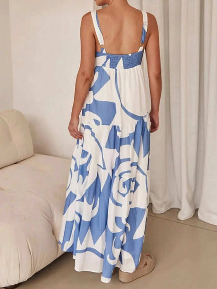 Ladies spring and summer casual holiday casual printed slip dress