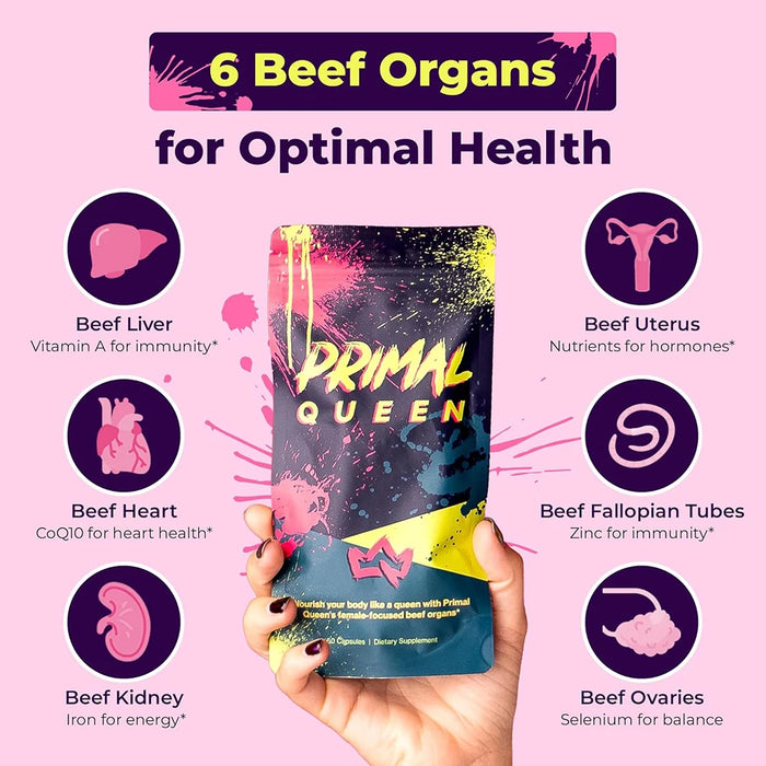 Primal Grass Fed Beef Organ Supplement for Women, Balance Hormones, Better Energy, Mood, & Libido Improve Menstruation