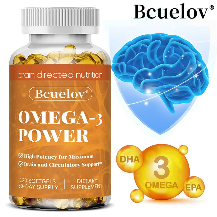 Omega 3 Fish Oil Supplement - EPA DHA Fish Oil Omega 3 for Mood Boost Liver Support and  Immune Booster Brain