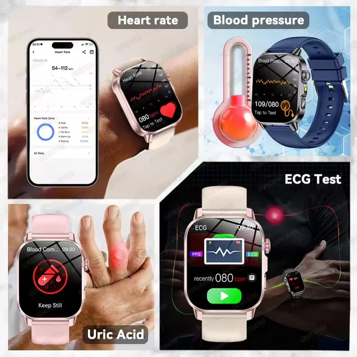 2026 New ECG + PPG Smart Healthy Diagnosis Surveillance Women Body Analysis Blood Pressure Lipid Uric Acid Health SmartWatch Men