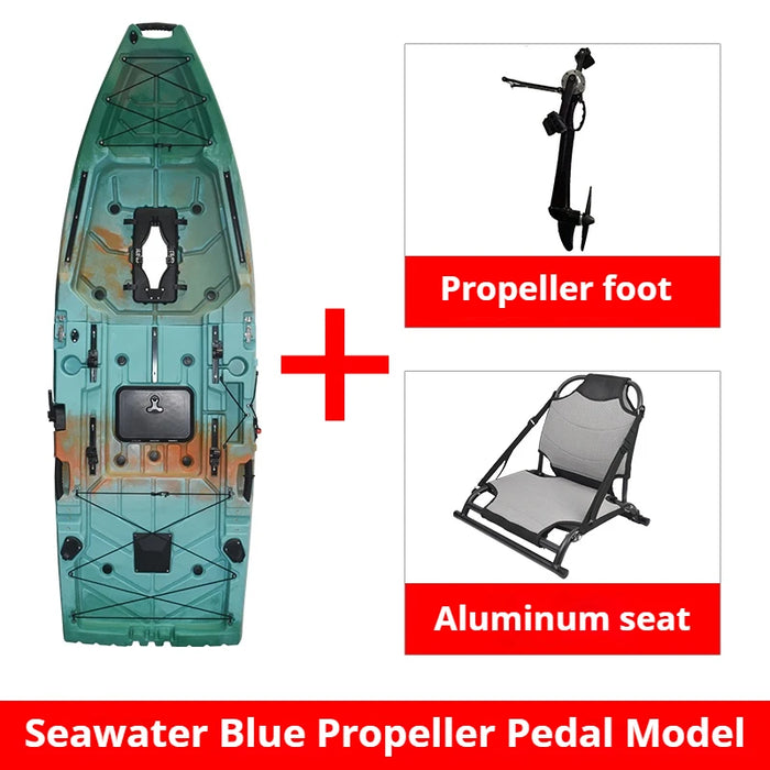 2-Seater Modular Kayak, Electric/Pedal-Driven HDPE Canoe with Aluminum Seats, Portable Fishing Boat for Lake & Ocean Recreation